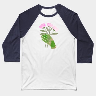 Green hand with pink flowers for you Baseball T-Shirt